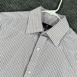 Hart Schaffner Marx Shirt Mens Small Pink Blue Check Long Sleeve Button Up